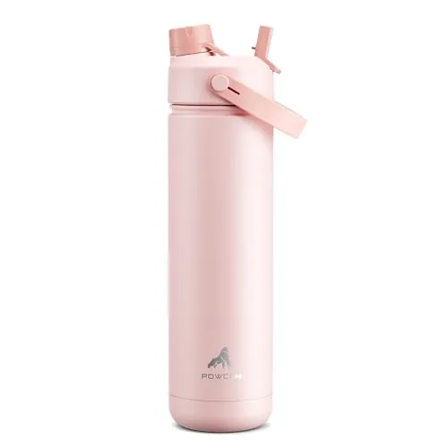 POWCAN 26oz Insulated Bottle 2-in-1 Straw and Spout Lid