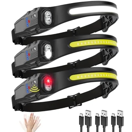 KYEKIO 3-Pack Rechargeable Headlamp 230 Wide Beam