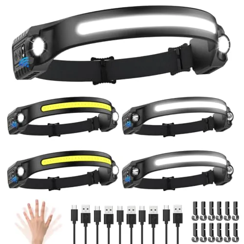 ZioeYiue 5-Pack Rechargeable Headlamp 230° Wide Beam