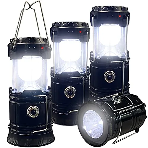 XTAUTO 4-Pack Solar USB Rechargeable Collapsible LED Lantern
