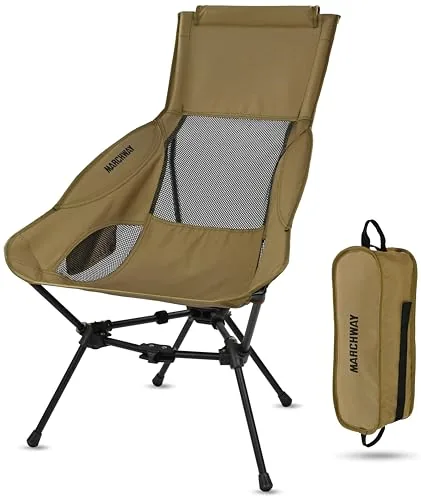 MARCHWAY High Back Folding Camp Chair with Head Support