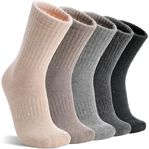 MOGGEI Merino Wool Crew Socks 5-Pair Winter Set