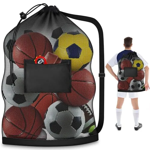 Hoiny Mesh Ball Bag 24x36in with Shoulder Strap