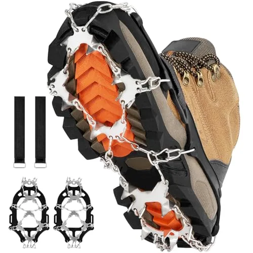 AOOELLO 28-Spike Stainless Steel Ice Cleats Crampons