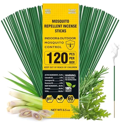 BugBai Citronella Incense Sticks 120-Pack Mosquito Repellent