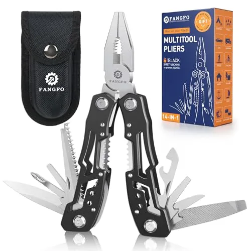 Fangfo 14-in-1 Stainless Multitool with Safety Locking