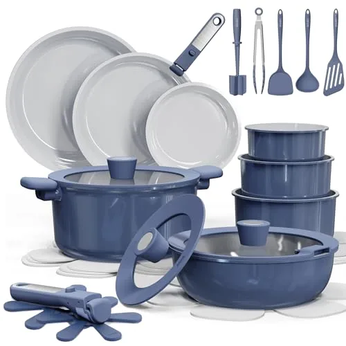 CAROTE 27pc Ceramic Nonstick Cookware Set Detachable Handles