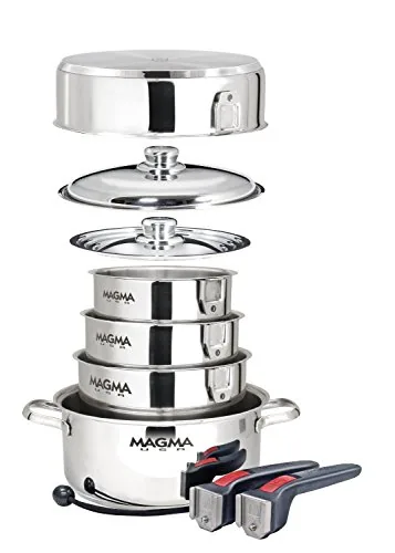 Magma 10-Piece Nesting SS Cookware Set, Removable Handles