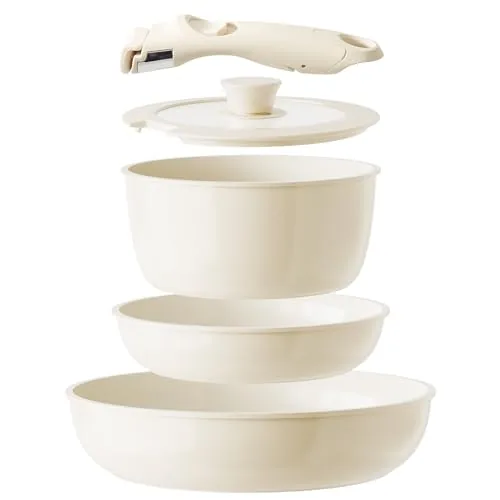 Redchef 5-Piece Ceramic Nonstick Set Detachable Handle