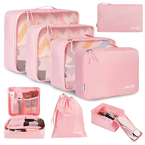 BAGAIL 8-Piece Packing Cubes Set Blush Pink