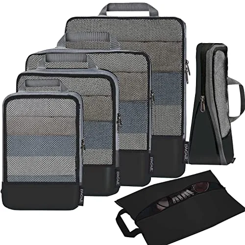 BAGAIL Compression Packing Cubes 6-Set Half Mesh Black