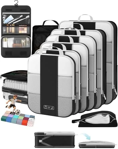 OlarHike 10-Piece Compression Packing Cube Set Black