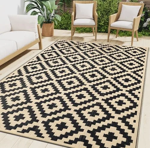 Smiry Reversible Waterproof Outdoor Rug 5x8 ft