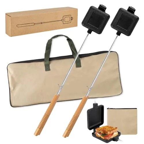 lwytdnmsd Cast Iron Pie Irons 2-Pack with Detachable Handles