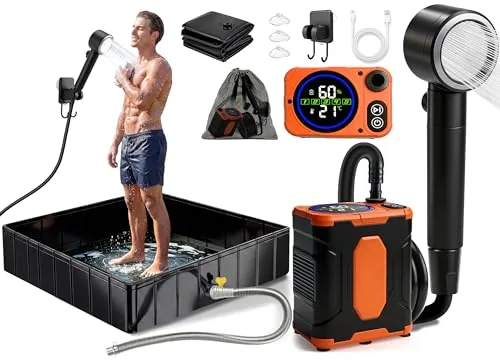 LanBlu 2026 Portable Camping Shower with Shower Pan