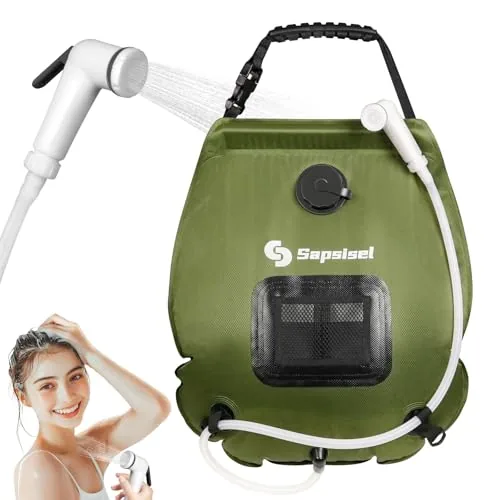 Sapsisel 5-Gal Solar Camp Shower Upgraded Hose & Head