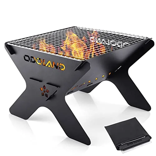Odoland Folding Campfire Grill Portable BBQ Fire Pit