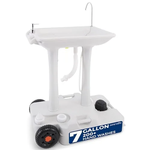 SereneLife Portable Camping Sink 30L Tank with Foot Pump