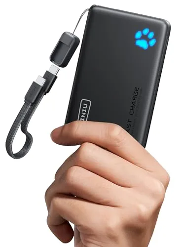 INIU 10000mAh 45W Power Bank with Detachable Cable