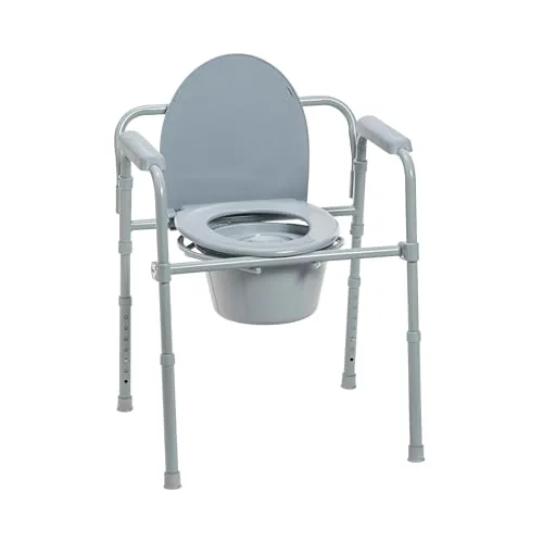 Drive Medical Folding Steel Bedside Commode 350 lb Cap
