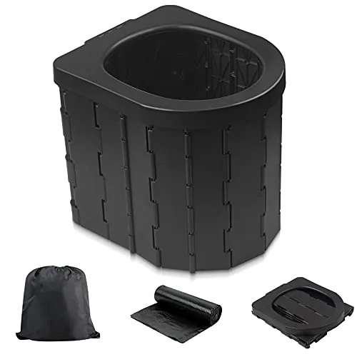 Zinyeme Portable Folding Toilet Elongated 400lb Capacity
