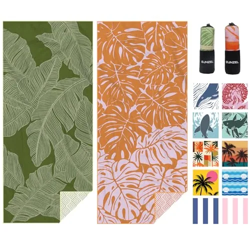 Eunzel 2-Pack Microfiber Beach Towel 71x32 Sand-Free