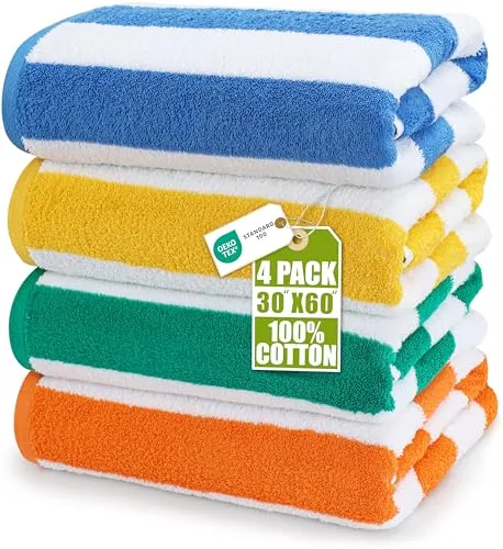 Utopia Towels 4-Pack Cabana Stripe 30x60 Beach Towels