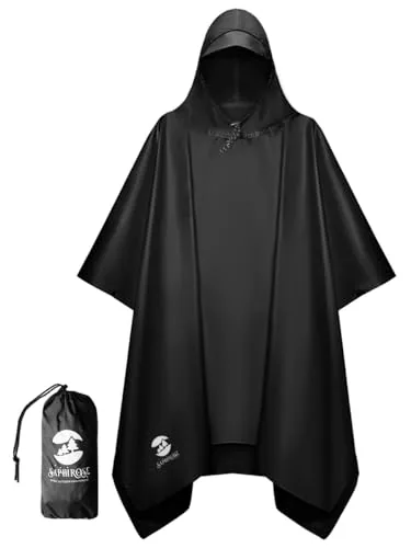 SaphiRose Hooded Rain Poncho PU5000MM Waterproof Unisex