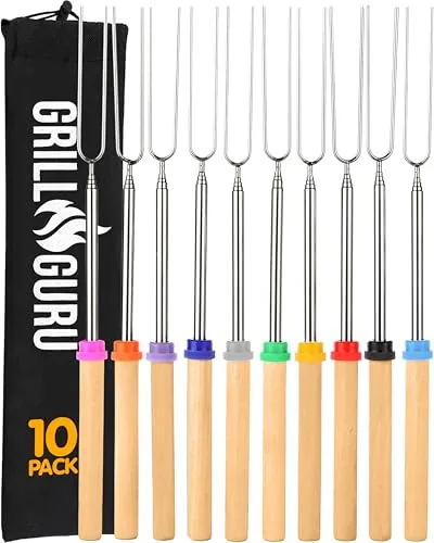 Grill Guru 32-Inch Telescopic Marshmallow Sticks 10-Pack