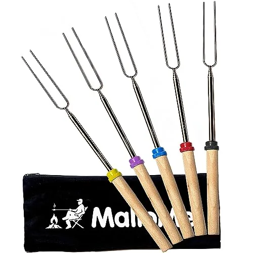 MalloMe 32-Inch Telescoping Marshmallow Roasting Sticks 5-Pack