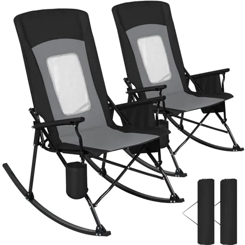 Romswi 400LB Heavy-Duty Folding Mesh Rocking Camp Chair