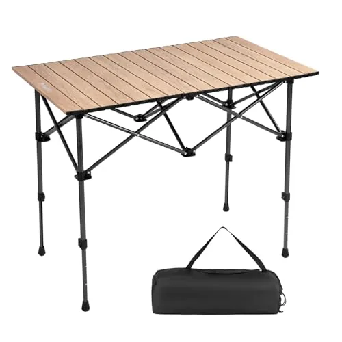 Byliable Aluminum Roll-Up Camp Table Adjustable Height