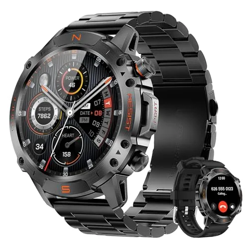 WalkerFit Rugged Military Smartwatch with Bluetooth Calls
