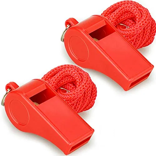 Hipat Red Emergency Whistles with Lanyard 2-Pack