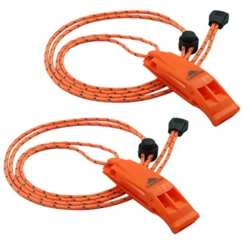 LuxoGear Emergency Whistle Pealess Dual-Chamber 2-Pack