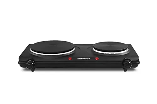 Elite Gourmet EDB-302BF Double Cast Iron Burner 1500W