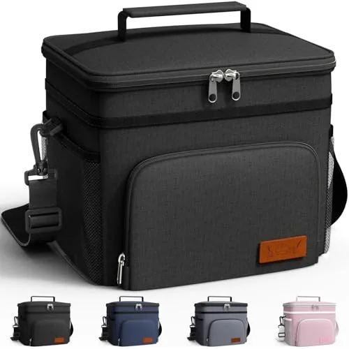 HOTOR Insulated Lunch Bag 4-Pocket with Shoulder Strap