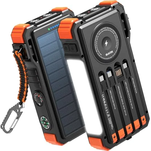 BLAVOR Solar Power Bank 20000mAh with Wireless Charging