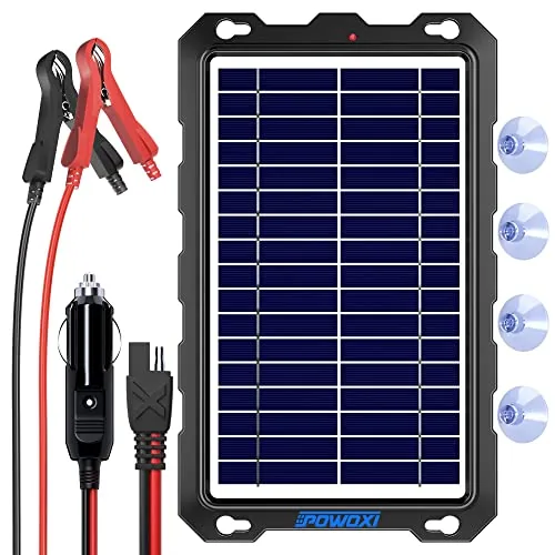 POWOXI 7.5W Solar Battery Trickle Charger 12V Maintainer