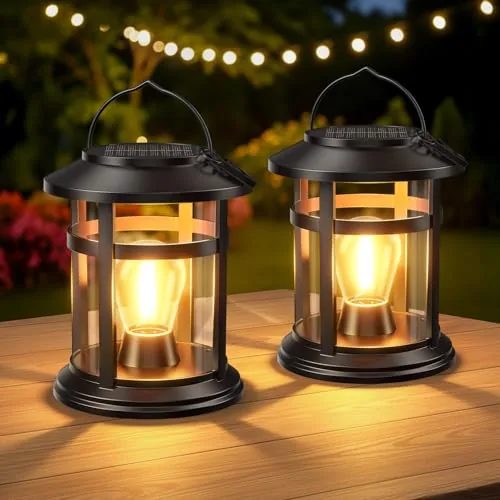 BONLION Solar Lanterns Outdoor IP65 Waterproof 2-Pack