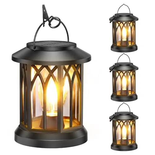 WdtPro 4-Pack Solar Lanterns Outdoor IP65 Waterproof