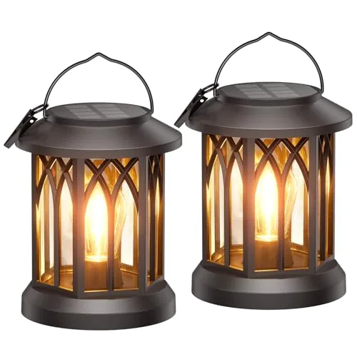 WdtPro Solar Hanging Lanterns 2700K Warm LED 2-Pack