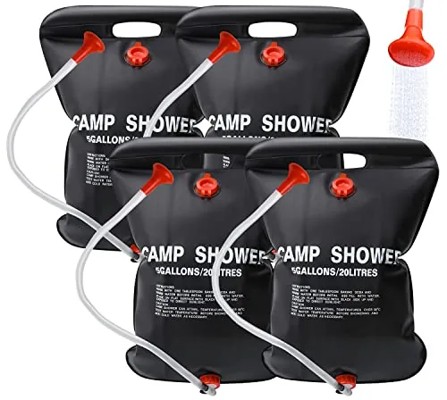 DkOvn Solar Shower Bag 4-Pack 5 Gal Camping