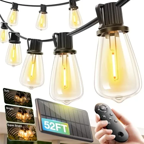 addlon 52FT Solar String Lights with Remote and USB
