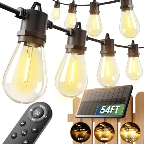 addlon 54FT Solar String Lights USB Remote Dimmable