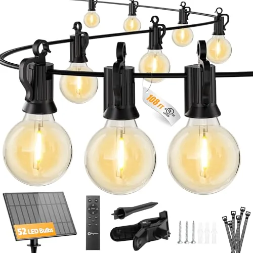 Brightown 108FT 52-LED Solar String Lights with Remote
