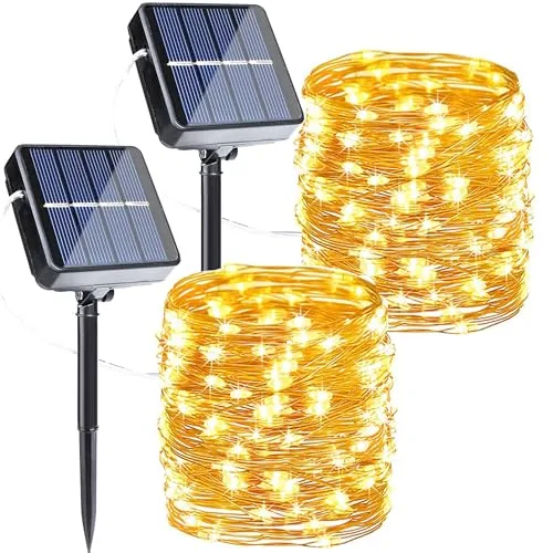 Joomer Solar Fairy Lights 2-Pack 80FT 240LED Warm White