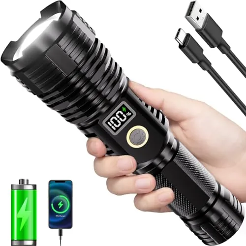 CHILDBOT Rechargeable Tactical Flashlight with LCD Display
