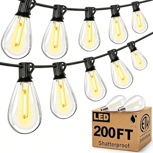 Tenmiro 200FT LED Patio String Lights 2700K S11 Bulbs