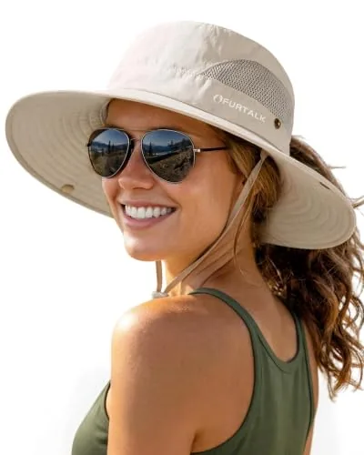 FURTALK Womens Sun Hat UPF 50+ Ponytail Bucket Hat